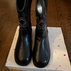 Kids Black Western Boots